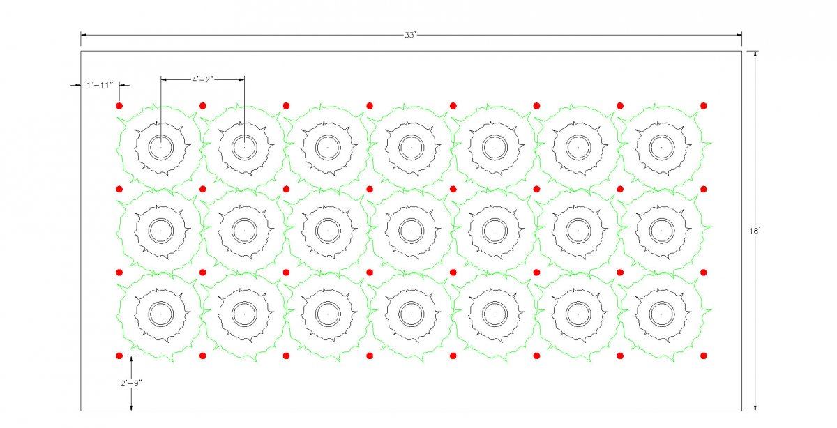 33 x 18 50 spacing square pattern