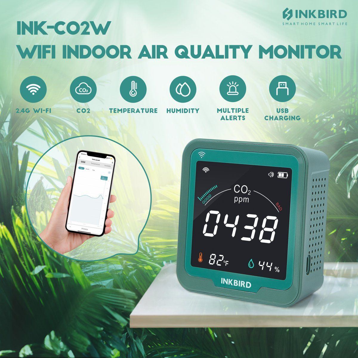 Free test for inkbird ink co2w wifi air quality monitor